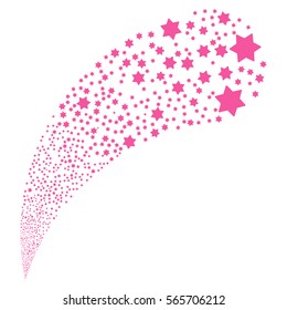 Six Pointed Star random source stream. Vector illustration style is flat pink iconic symbols on a white background. Object fountain done from symbols.
