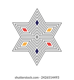 forma de estrella de seis puntas flor geométrica mandala imprimible símbolo de color .eps