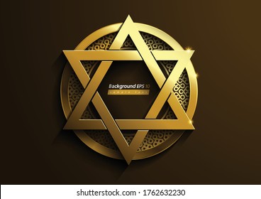 Sechs Sterne-Symbol, abstrakter Luxus-Gold-Hintergrund 