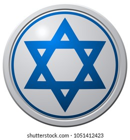 Six Pointed Star White and Blue Icon.