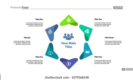 Six points process chart template. Business data visualization. Project, idea, analytics, management or marketing creative concept for infographic, report, project layout.