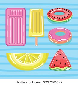 six pool floats set icons