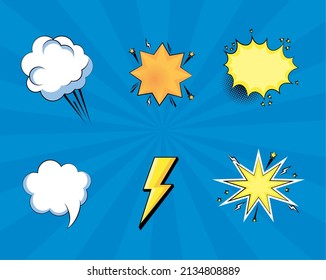 six pop art set icons