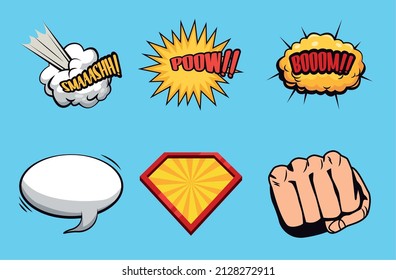 seis iconos de conjunto de estilos de arte pop
