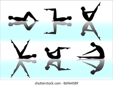 Six postures of pilates by vector