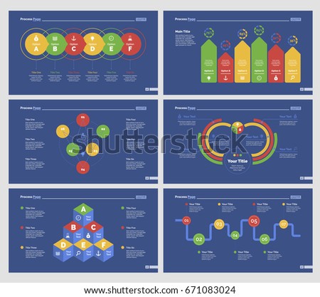 six production charts slide templates set stock vector royalty free production charts templates