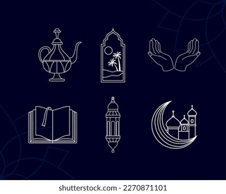 six ramadam kareem set icons