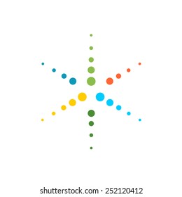 Six rays round particles colorful star logo template
