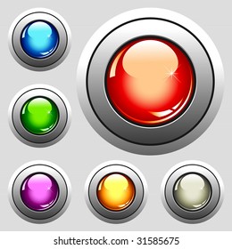 six realistic glossy buttons - vector illustration