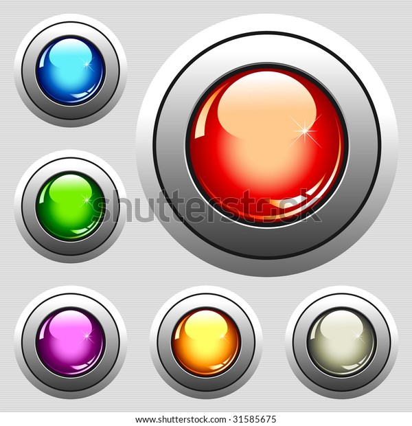 Six Realistic Glossy Buttons Vector Illustration Stock Vector (Royalty ...