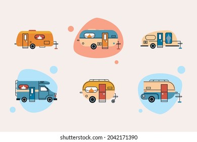 six recreational vehicles set colors