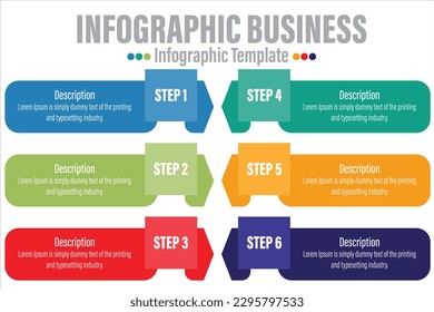 Six rectangle timeline steps or option workflow infographic plan concept design vector with icons. Business roadmap timeline network project template for presentation and report.