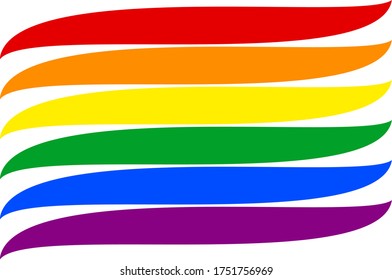 Seis franjas coloreadas rojas como símbolo de la bandera de la comunidad homosexual y LGBT