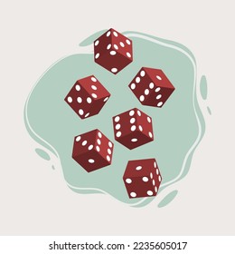 Six red dice design vector Illustration