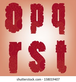 six red letters with bubbles inside them
