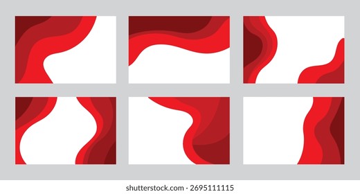 Six Red Wave Backgrounds With White Space abstract 1