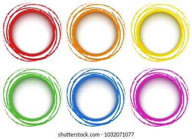 Six rings template in different colors illustration