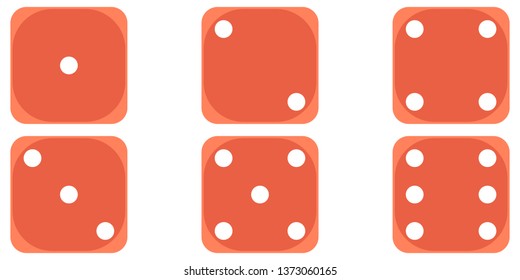 Six rolling dice game, poker ivory, devil cube, vector devil cube flat style for gambling