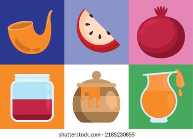 six rosh hashanah set icons