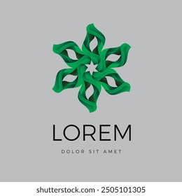 Seis hojas verdes giratorias icono de gradiente, concepto de Vector en relieve