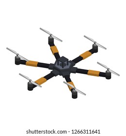 Six rotor drone icon. Isometric of six rotor drone vector icon for web design isolated on white background