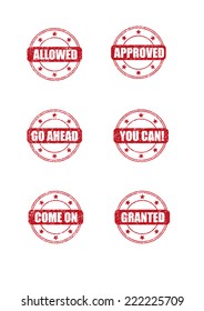 Six round stamp marks
