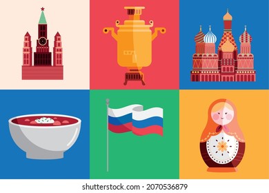 six russia country set icons