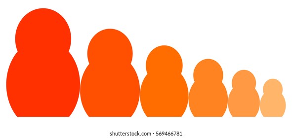 Six Russian Dolls Matrioshka. nested doll