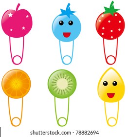 Six Safety Pin Of Fruit