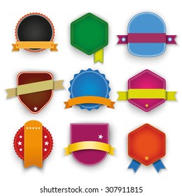 Six sale labels with shadows. Eps 10 vector file.