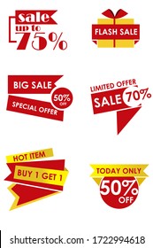 six sale set include flash sale, big sale, special offer, buy one get one, and today only sale