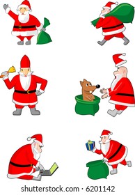 Six Santa Clauses for design.