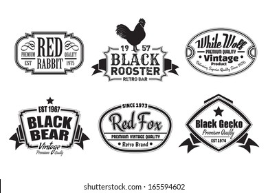 Six scalable old school retro vintage labels