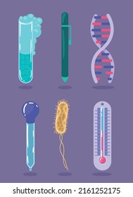seis iconos del conjunto de análisis de ciencia