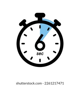 icono de cronómetro de seis segundos, símbolo del temporizador, ilustración del vector de tiempo de espera de 6 segundos