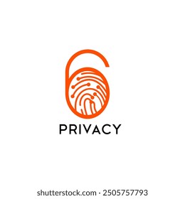 Seis logotipo de seguridad y Vector de diseño de huellas dactilares. Identificación de la persona, logotipo abstracto del Vector de la huella dactilar. Tecnología de seguridad, seguridad del Web personal de la información. Bloqueo de identificación.