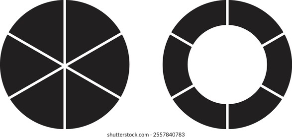 Six segments cycle diagram isolated on white background . Circle diagram divided into six segments . Vector illustration