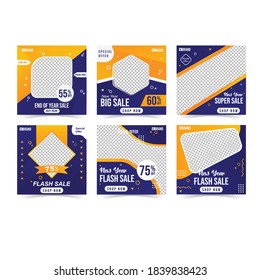 Six Set of Abstract Premium Social Media Template, editable social media for promotion product digital banner
