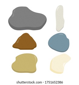 Seis conjuntos de diseño de vectores de piedra colorida
