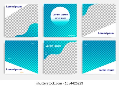 Six set modern wave fluid background template with gradient blue, pink, purple gradation for promotional. For social media post, stories, story, internet web banner, flyer, poster and brochure.