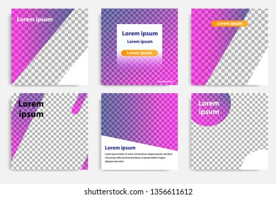 Six set modern wave fluid background template with gradient blue, pink, purple gradation for promotional. For social media post, stories, story, internet web banner, flyer, poster and brochure.