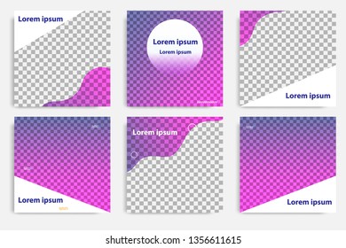 Six set modern wave fluid background template with gradient blue, pink, purple gradation for promotional. For social media post, stories, story, internet web banner, flyer, poster and brochure.