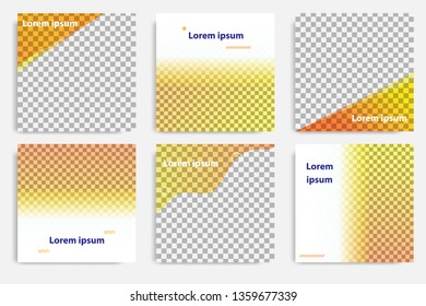 Six set modern wave fluid background template with gradient orange, yellow gradation for promotional. For social media post, stories, story, internet web banner, flyer, poster and brochure.