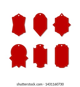 six set of Red tag labels. Vector design
