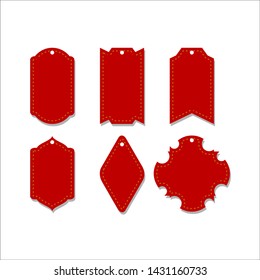 six set of Red tag labels. Vector design