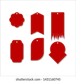 six set of Red tag labels. Vector design