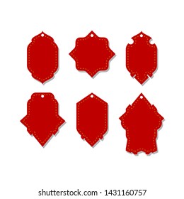 six set of Red tag labels. Vector design