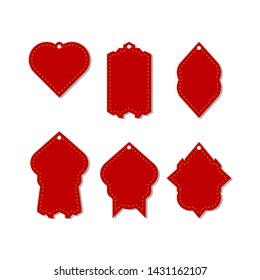 six set of Red tag labels. Vector design