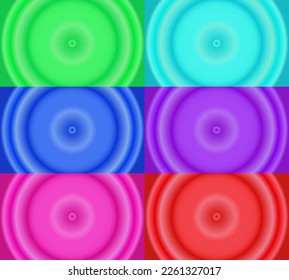 six sets of circle radial gradient abstract background. green, blue, purple, pink and red. simple, shiny, modern and colorful concept. used for homepage, backdrop, wallpaper, banner or copy space