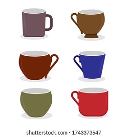 Seis conjuntos de ilustraciones coloridas del vector de la taza